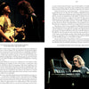 Two photos of musicians on stage appear: guitarists playing together at upper left, and a keyboardist with a raised hand at lower right. The rest of the page features text about Seven Decades of Deep Purple from Schiffer Publishing, Ltd.