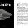 A spread from Morbid Kuriosity's by Schiffer Publishing, Ltd. shows Section 3: Dark History with a Nazi officer’s cap illustration and, on the right, A German Massacre in France—covering a WWII atrocity in true crime detail.