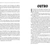 A two-page spread from Morbid Kuriosity's by Schiffer Publishing, Ltd. (pages 206–207) details Pigman and Northfield woods mysteries; one page is boldly titled OUTRO, laid out cleanly with justified paragraphs.