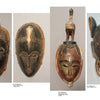 Reflections on African Art by Schiffer Publishing, Ltd. presents four traditional masks from the Bamana, Senufo, Dogon, and Baule tribes side by side, each featuring distinct carvings and decorations that exemplify rare African artistry.