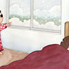 A child in red polka dot pajamas points at swirling snow, clutching a stuffed dolphin, as another sleeps beneath a red blanket. “Hello, Snow!” by Schiffer Publishing, Ltd. is a winter sensory book: “Flakes flutter. Wind swirls.”.
