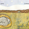 Two cozy animal burrows underground: a rabbit curled up and two otters cuddled, snow above. A perfect glimpse into hibernation from "Hello, Snow!" by Schiffer Publishing, Ltd. Text reads: Earth quiets. Creatures burrow.