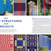 A collage of vibrant woven textiles highlights varied patterns. On the left, bold text reads “Profile Drafting for Handweavers” by Schiffer Publishing, Ltd., featuring handweaving projects and guides for creating your own profile drafts.