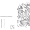 The "Happy Day Coloring Postcards" by Schiffer Publishing, Ltd. features Emelie Lidehäll Öberg’s birthday cake illustration with flowers, strawberries, and mice. The cake says Happy Birthday; the back has postcard lines and a small envelope.