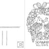 The Christmas Coloring Postcards by Schiffer Publishing, Ltd. features Emelie Lidehäll Öberg’s black-and-white design of two birds in a festive wreath with “Happy Holidays,” plus space for address and stamp—ideal for holiday or Christmas coloring.