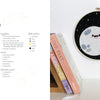 A page from "Felt Craft Fun" by Schiffer Publishing, Ltd. displays beginner embroidery steps and supplies for a felt moon. At right is a smiling felt moon with a yellow star on black fabric in a hoop, with books shown in front.