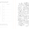 The Bibliophile's Coloring and Lettering Book by Schiffer Publishing, Ltd. offers floral book-themed pages with the quote "I closed my book to be here," plus color swatch areas, materials used, and space for relaxing lettering practice.