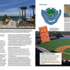 America's Ballparks by Schiffer Publishing, Ltd. features a two-page Dodger Stadium spread with entrance and field photos, seating chart, ticket stub graphic, and text on stadium history plus baseball facts.