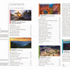 The Complete Guide to America's National Parks by Schiffer Publishing, Ltd. features a regional table of contents with park names, chapters, page numbers in columns, plus scenic park photos—ideal for travel planning and inspiration.