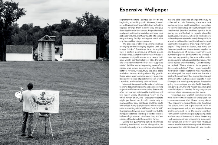 A man paints outdoors on a canvas, facing a large white barn with open doors. Most of the image features the text "Expensive Wallpaper." Product: Robert C. Jackson; Brand: Schiffer Publishing, Ltd.
