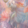 A mystical woman in a sheer gown stands amid pastel swirls and mandala patterns, embodying Slavic heritage. "Empress" appears in gold—a vision from The Ukrainian Tarot by Schiffer Publishing, Ltd.
