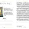 A book spread from "The Ukrainian Tarot" by Schiffer Publishing, Ltd. showcases the Fortunes Wheel card with its image and meanings on the left, and explores its symbolism and Slavic spiritual heritage on the right.