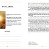A two-page spread from The Ukrainian Tarot by Schiffer Publishing, Ltd. features the 4 of Earth card details on the left and an exploration of the trident’s symbolism and its connection to Slavic heritage on the right.