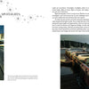 Two pages in Midnight on Cape Cod by Schiffer Publishing, Ltd. show a harbor at dusk: left—boats near old buildings aglow with streetlights; right—kayaks on a dock, sailboats, and water illuminated, evoking classic Cape Cod night scenes.