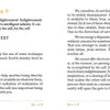 Two open pages from The Law of One Contemplation Deck by Schiffer Publishing, Ltd. feature text from Book 1, Question 17, on the challenge and value of enlightenment—a meaningful asset for any contemplation deck collection.