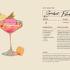 An illustrated recipe page from The Booze-Free Bar(c)art Book by Schiffer Publishing, Ltd. shows a pink sorbet float mocktail in a martini glass with mint, plus alcohol-free cocktail tips, ingredients, instructions, and notes.