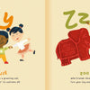From Philly ABCs by Schiffer Publishing, Ltd.: On the left, three kids greet each other under an orange Yy for "youse." On the right, Philly landmarks and a zoo key scene appear under a green Zz for "zoo key.