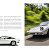 Two silver Lamborghini Urraco P250 GT models from Automobili Lamborghini (by Schiffer Publishing, Ltd.) are featured: one indoors in side view and one outdoors in front angled view, both representing classic 1970s luxury sports car design.
