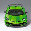 The Automobili Lamborghini Special Edition by Schiffer Publishing, Ltd. features a bright green sports car with sharp headlights, a large rear wing, and the sleek angular design signature to Lamborghini, set against a plain gray background.