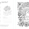 The Creative Free Spirit Coloring Book by Schiffer Publishing, Ltd. offers a floral otter worksheet with swatch areas, a flower-filled skull, and note space—perfect for positive affirmations and creative expression.