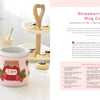 HeartFELT Crafts to Make and Give by Schiffer Publishing, Ltd. shows two mugs in pink strawberry jam cozies beside pastries and a bowl. The book features beginner felt crafts, a mug cozy recipe, and a detailed materials list.