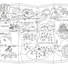 The "Fantasy World Coloring Book MAGIC MEADOWS - ROYAL KINGDOM - MERMAIDS’ BAY" by Schiffer Publishing, Ltd. features a hand-drawn map with castles, ships, mountains, and a compass rose in an enchanting style.