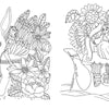 MAGIC MEADOWS - ROYAL KINGDOM - MERMAIDS’ BAY by Schiffer Publishing, Ltd. offers whimsical scenes like a girl riding a rabbit among flowers and another with a girl on a whale—perfect for fans of fairy coloring books.