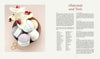 On the left, a bowl with pastel yarn balls, an orchid, and gold scissors appears. On the right, “Sweet and Simple Amigurumi Friends” by Schiffer Publishing, Ltd. displays neatly organized amigurumi supplies and crochet animal patterns.