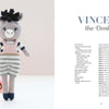 A crocheted donkey doll with a pink flower stands against a pale background, alongside the title Sweet and Simple Amigurumi Friends from Schiffer Publishing, Ltd., plus a materials list and crochet animal patterns and instructions.