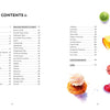 The left side shows the table of contents for Yummy Watercolor by Schiffer Publishing, Ltd., listing sections and page numbers. On the right are vibrant watercolor illustrations of desserts such as cookies, donuts, a lollipop, and fruit slices.