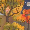 A child climbs an autumn tree beneath a moonlit sky, while a crow perches by red flowers. This scene from "The World in Me" by Schiffer Publishing, Ltd. captures empathy and wonder in nature: “I wish and I wander through space and time...”.
