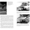 A black-and-white magazine spread in Schiffer Publishing, Ltd.'s "USS Nevada (BB-36)" features five historic ship and explosion photos from Operation Crossroads, with smoke columns and text about a key naval event on pages 56–57.