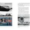 A two-page spread from Schiffer Publishing, Ltd.'s "Douglas DC-8" features black-and-white and color photos, including a large DC-8 on a runway, close-ups of jet engines, an engine cutaway model, and text on technical advancements.