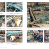 A photo collage captures the Boeing 777's assembly stages—from wing and fuselage construction to engine and fly-by-wire system installation—featuring workers and equipment. Product by Schiffer Publishing, Ltd.