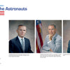 Apollo 8 in Photographs by Schiffer Publishing, Ltd. features three formal studio portraits of astronauts Borman, Lovell, and Anders in suits with blue or flag backgrounds, plus the Apollo 8 mission patch from the Apollo Photo Archive.