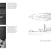Two black-and-white photos of the USS California (BB-44) at Pearl Harbor, plus a top-view deck plan and side elevation drawing, are featured in this Schiffer Publishing, Ltd. release, with detailed schematics shown on the right.
