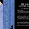 A dark-haired woman in a navy dress stands among tall blue plants, channeling the divine feminine as she glances sideways with a finger to her lips. A black cat sits below. On the right, white text introduces Schiffer Publishing's The Dark Daughter Tarot.