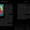 A tarot card from The Dark Daughter Tarot by Schiffer Publishing, Ltd. shows Ezili Dantor, a Black Madonna, with a crowned child and sword. Both wear blue and red on a starry black backdrop, surrounded by text.