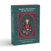 A teal and pink box for Weird Weavings Runic Oracle by Schiffer Publishing, Ltd. features an illustrated woman with leafy hair on a pink Elder Futhark background. Subtext: "Threads of Feminine Wisdom inspired by Norse goddesses.