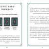 The Weird Weavings Runic Oracle by Schiffer Publishing, Ltd. offers a two-page guide for a Three Norn Rune Card Spread with Past, Present, and Future positions plus detailed Elder Futhark instructions for interpreting each card as a runic oracle.