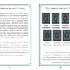 Two open book pages from Schiffer Publishing, Ltd.’s Weird Weavings Runic Oracle show the Herringbone tarot spread: the right page features a diagram of seven cards in an arrow pattern, reminiscent of Elder Futhark-inspired runic layouts.