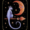 The Nocturnal Garden Lenormand by Schiffer Publishing, Ltd. features a mystical purple cat on a broomstick gazing at a crescent moon amid stars—ideal for deck collectors and moon journaling fans.