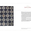 On the left, a diamond-pattern patchwork quilt of multicolored squares and triangles represents Virginia quilts; on the right, text introduces Chapter 1: Power of Place from *Stitching Together History* by Schiffer Publishing, Ltd.