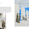 Museum in Transit by Schiffer Publishing, Ltd. features a subway station mosaic showing people in 1940s attire, blue sky, architecture, an EXIT sign close-up, and passengers—part of the New York MTA Arts & Design public art series.