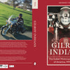 The Gilroy Indians book from Schiffer Publishing, Ltd. features a rider on a motorcycle on the back cover and a close-up of an Indian Motorcycle's front with headlights and handlebars on the front, set against a red background.
