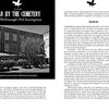 Black-and-white photo of a brick building with windows and outdoor tables on a corner, overlaid with text from Schiffer Publishing, Ltd.'s “Savannah’s Afterlife III” about McDonough’s Pub and Savannah's haunted history.