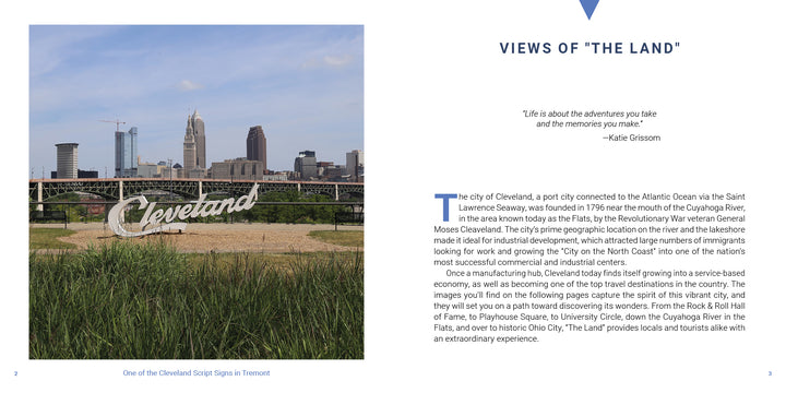 Capture the spirit of downtown Cleveland, Ohio, with skyscrapers and the iconic white script sign—featured in "Cleveland" from Schiffer Publishing, Ltd., a perfect highlight for any photo book or travel guide collection.