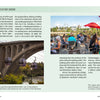 Schiffer Publishing, Ltd.’s Drinkin' Up the Pacific Northwest captures an aerial gondola over a river by a bridge and waterfall, as diners enjoy local beverages on an umbrella-covered outdoor patio at a riverside restaurant.