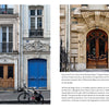 A magazine spread inspired by "The Little Book of French Signs" from Schiffer Publishing, Ltd. features ornate Parisian doors with elegant carvings and wrought iron details, while charming French signage and a bicycle complete the scene.