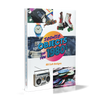 The cover of "Iconic Objects of the 1980s" by Schiffer Publishing, Ltd. features classic 1980s items such as a cassette tape, roller skates, a colorful watch, boombox, vinyl records, and a Rubik’s Cube.
